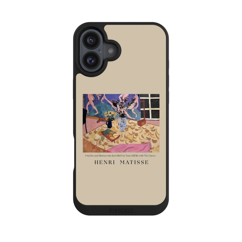 iPhone 16 Plus NIVOpure Früchte und Blumen mit dem Bild Der Tanz Still life with The Dance by Henri Matisse