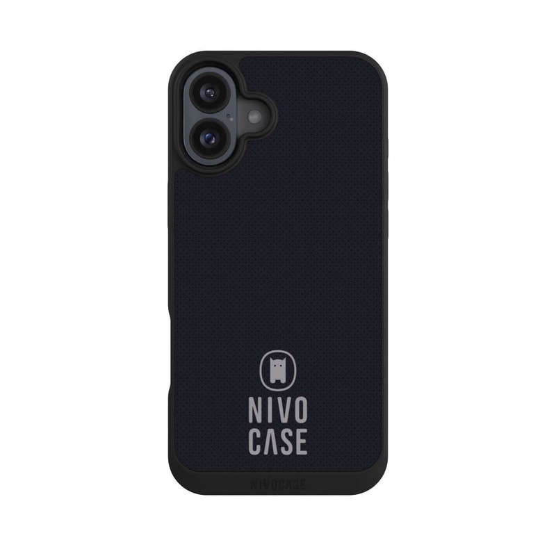 iPhone 16 Plus NIVOpure Nivocase Logo Schwarz Grau