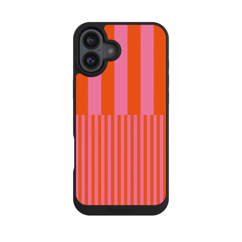 iPhone 16 Plus NIVOpure Streifenmuster Pink Rot