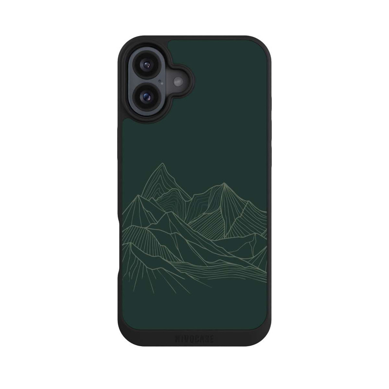iPhone 16 Plus NIVOpure Dessin Au Trait De Montagne Vert