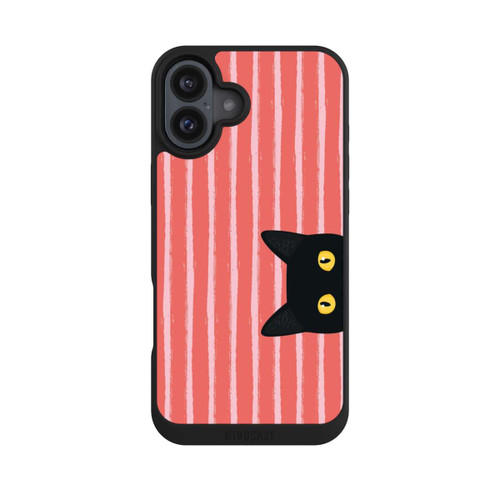 Apple iPhone 16 Plus NIVOpure Chat noir sur fond rayé orange