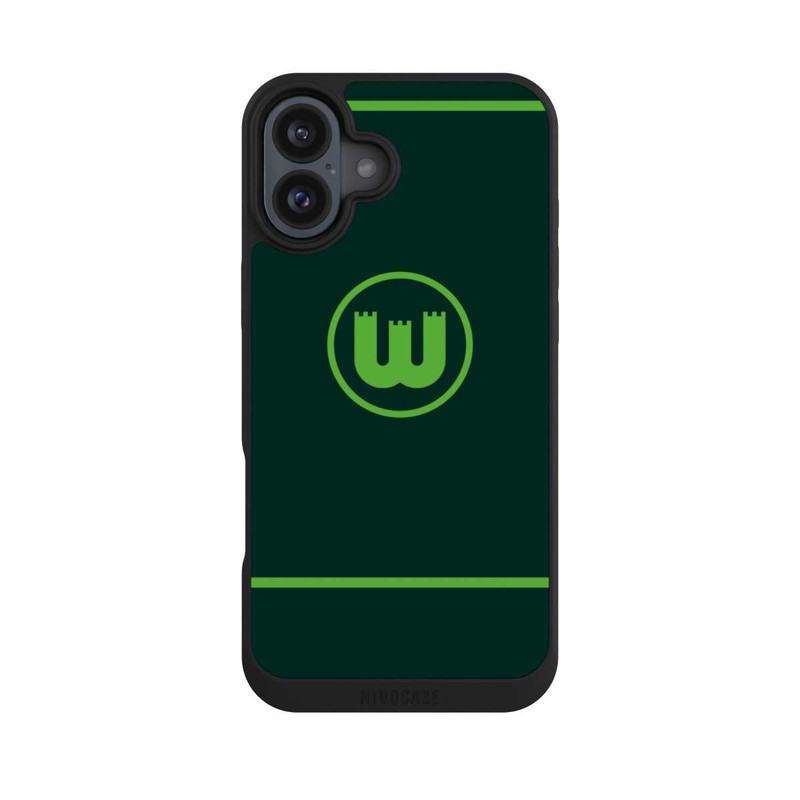 iPhone 16 Plus NIVOpure VfL Wolfsburg Zinnenwappen Linien Grün