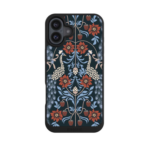 Apple iPhone 16 Plus NIVOpure Vintage Peacock Garden Arts and Crafts Floral Dark