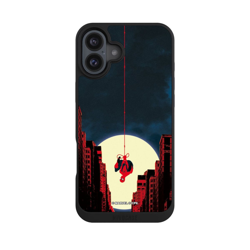 iPhone 16 Plus NIVOpure Spider-Man Marvel between Skyscrapers