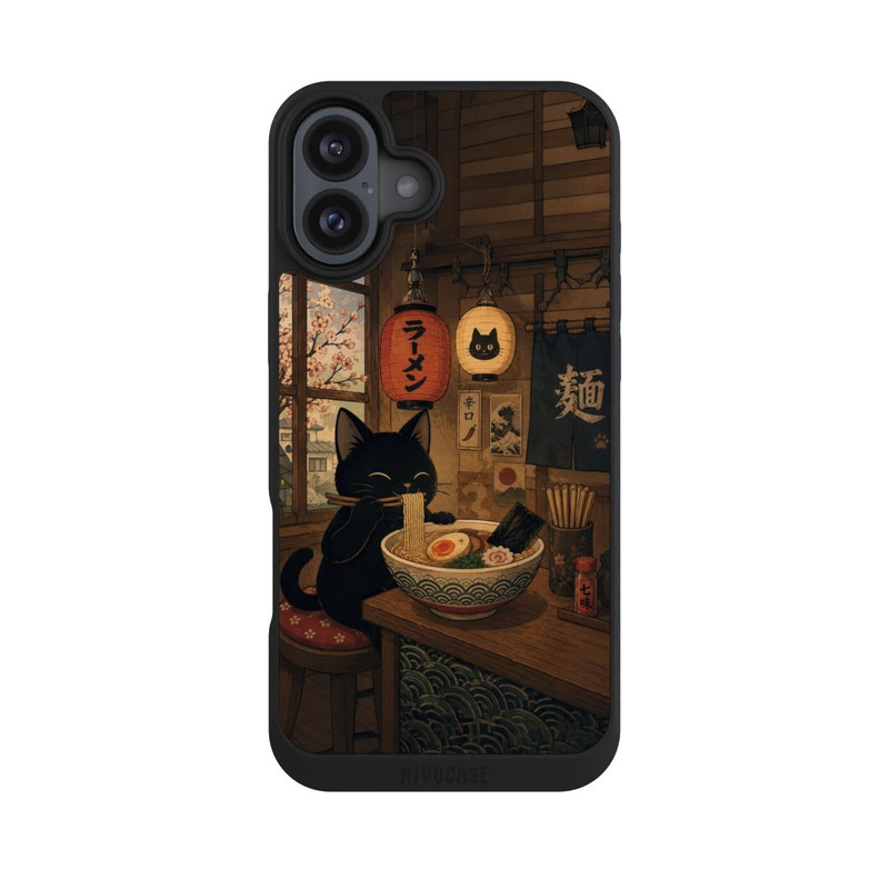 iPhone 16 Plus NIVOpure Ramen Bar with a Black Cat with AI