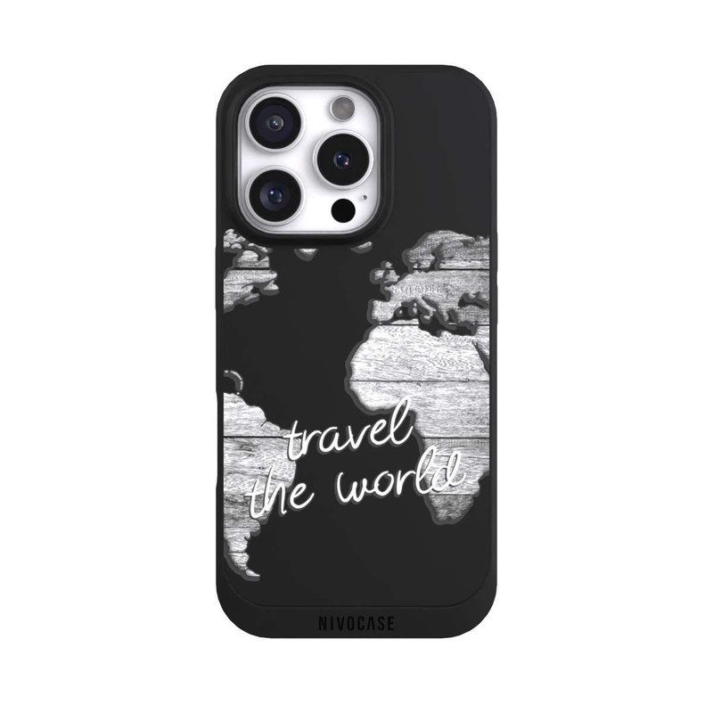 iPhone 16 Pro NIVOpure Carte du Monde Bois sans Fond