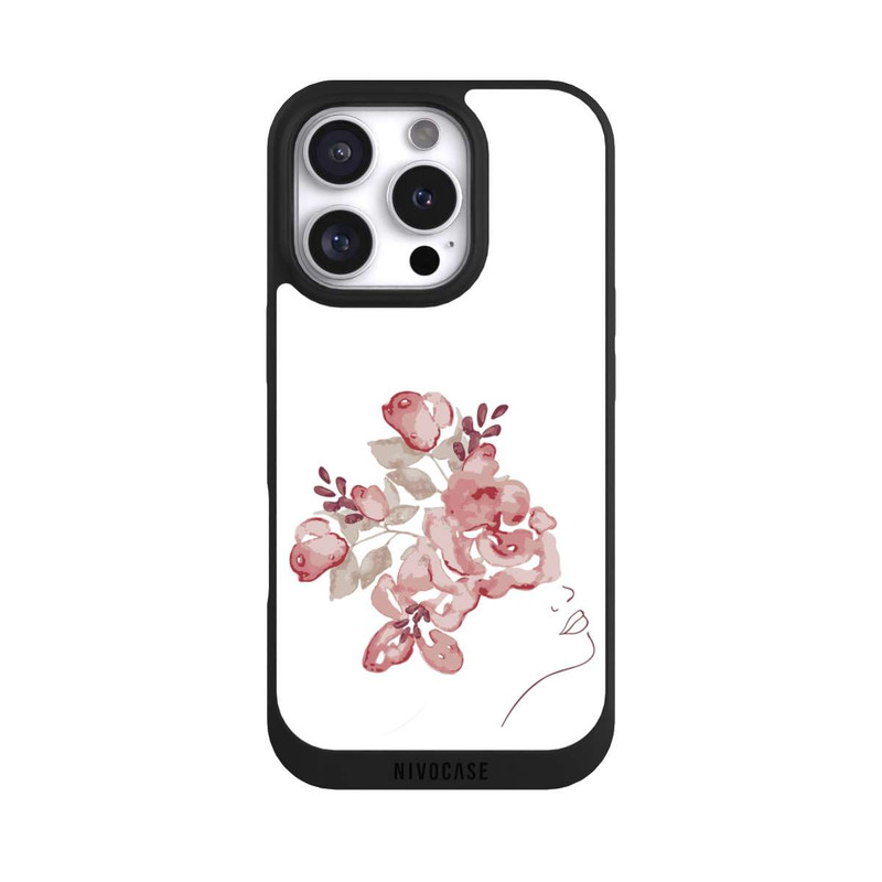 iPhone 16 Pro NIVOpure Line Art Fleurs de visage de femme