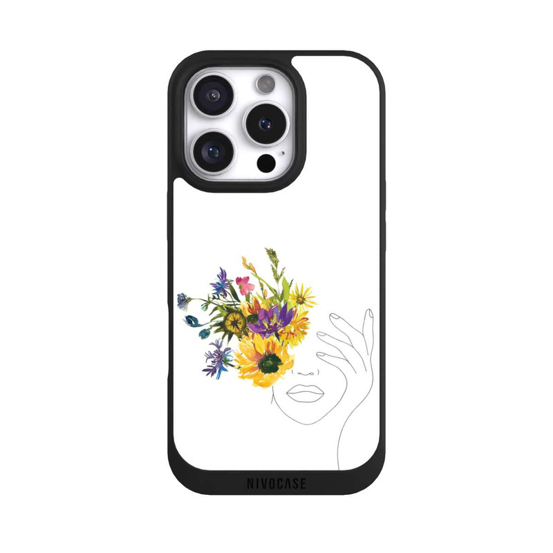 iPhone 16 Pro NIVOpure Line Art Frau Sonnenblumen