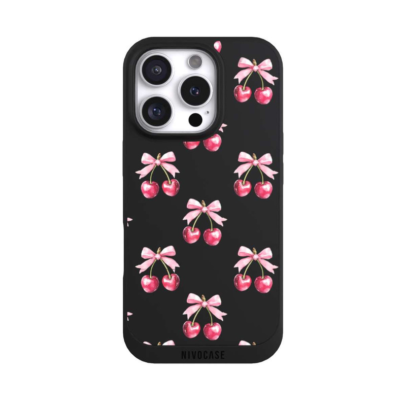 iPhone 16 Pro NIVOpure Cherry Bow Pattern Transparent with AI