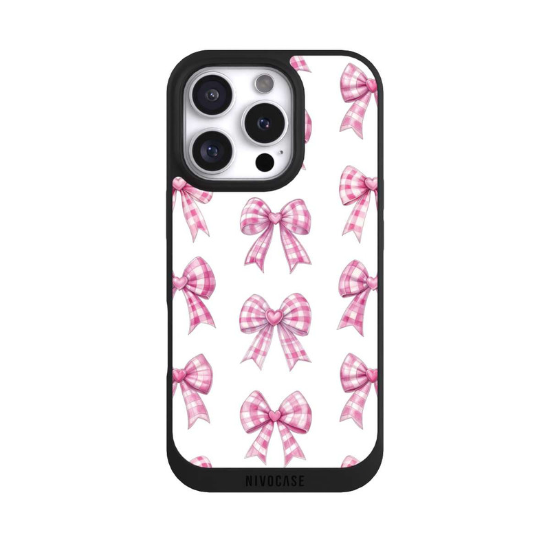 iPhone 16 Pro NIVOpure Pink Gingham Hearts and Bows