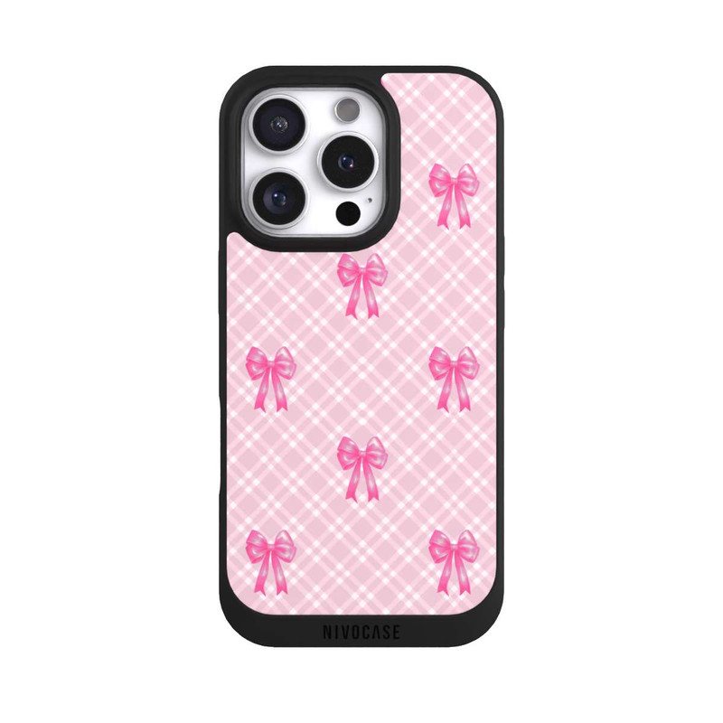 iPhone 16 Pro NIVOpure Pink Bows and Plaid Pattern