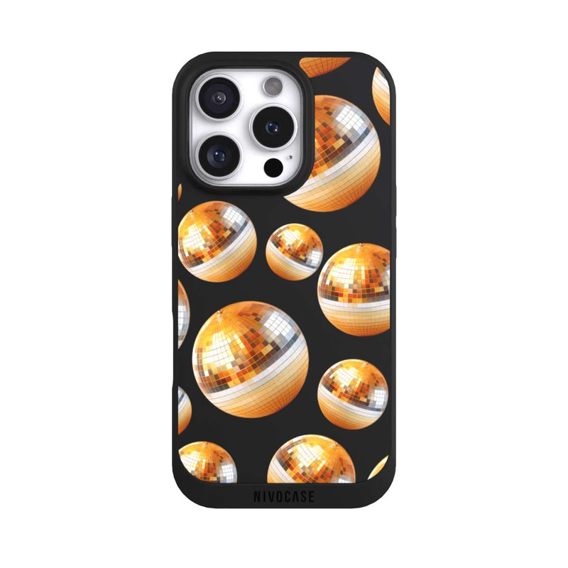 iPhone 16 Pro NIVOpure Disco Ball Party Gold Orange Transparent with AI