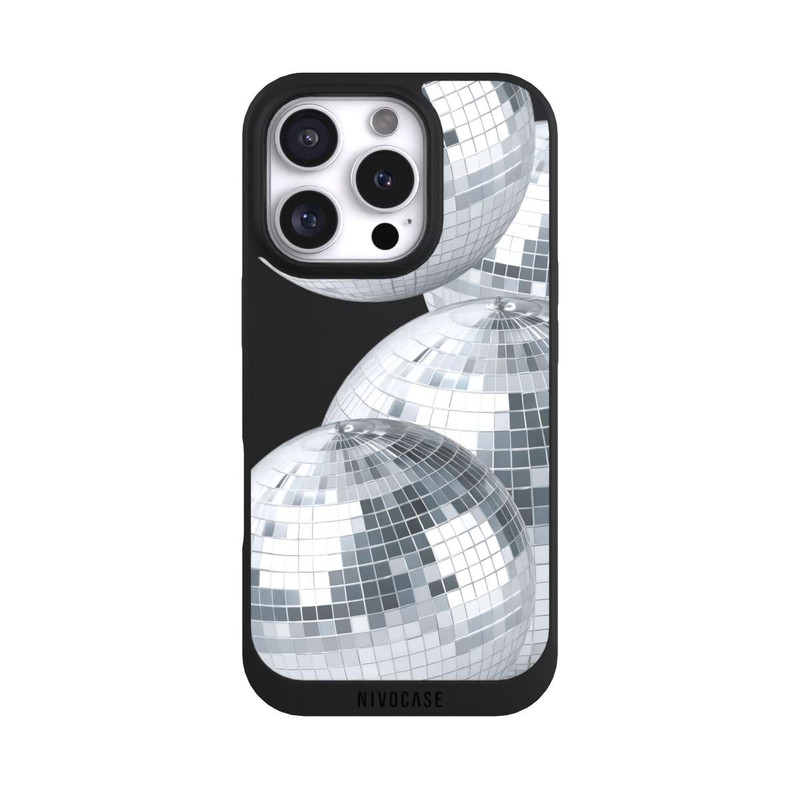 iPhone 16 Pro NIVOpure Disco Ball Party Silver Transparent with AI