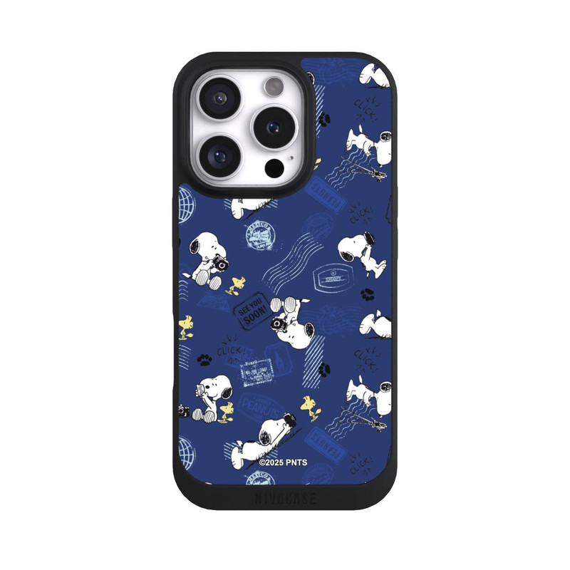 iPhone 16 Pro NIVOpure Peanuts Travel Stamps Pattern Blue