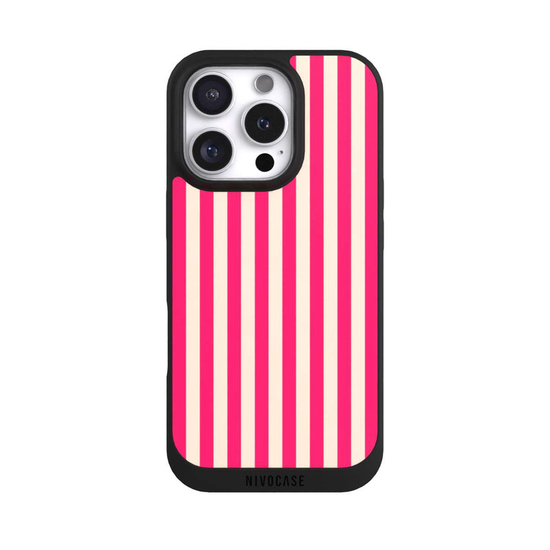 iPhone 16 Pro NIVOpure Streifen Rosa Rot Popcorn Look