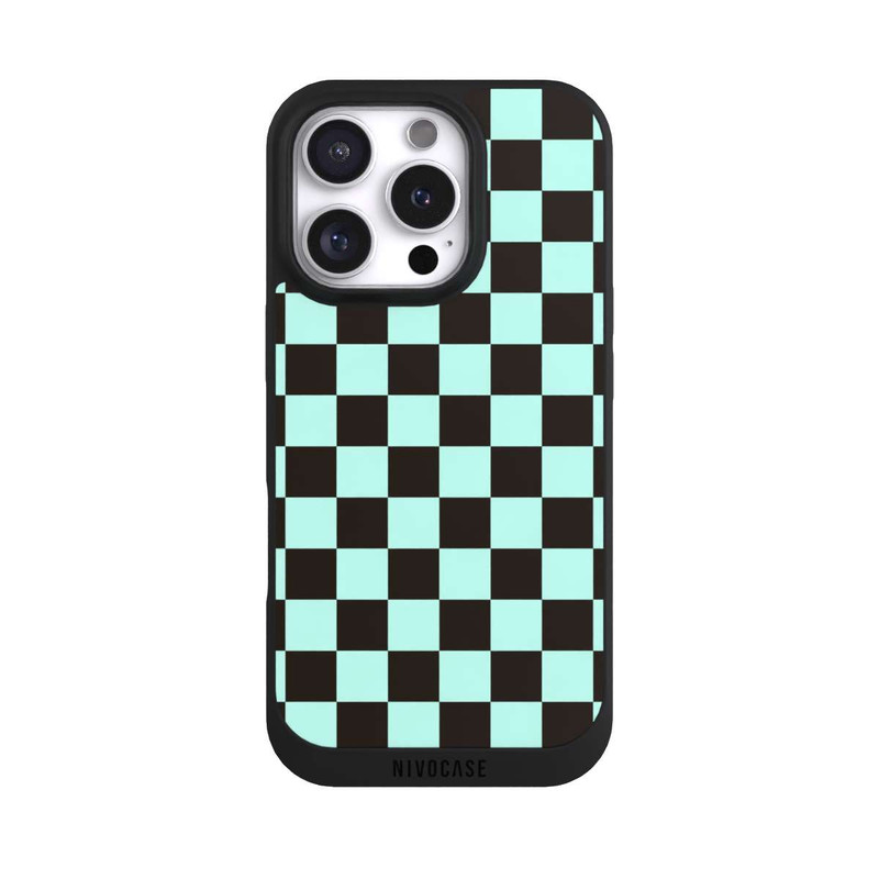 iPhone 16 Pro NIVOpure Checked Pattern Blue Brown