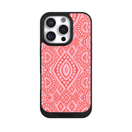 Apple iPhone 16 Pro NIVOpure Boho Geometric Intricate Tribal Design in Shades of Pink