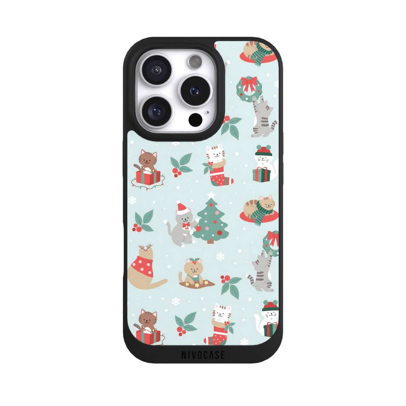 iPhone 16 Pro NIVOpure festliche Katzen im Winterwunderland