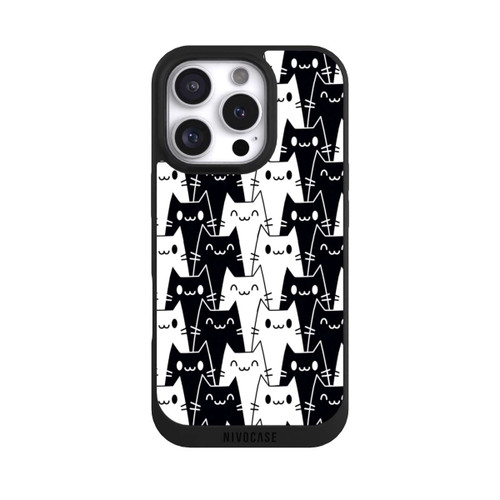 Apple iPhone 16 Pro NIVOpure Katzentapete Schwarz Weiß