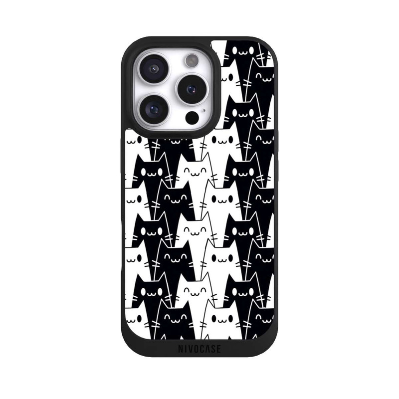 iPhone 16 Pro NIVOpure Katzentapete Schwarz Weiß