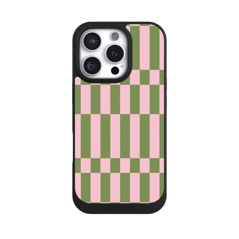 iPhone 16 Pro NIVOpure Sage and Pink Checked Pattern Theme