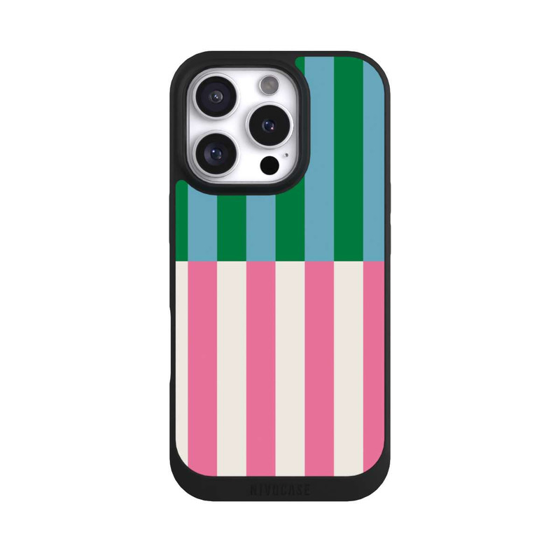 iPhone 16 Pro NIVOpure Motif Rayé Vert Rose