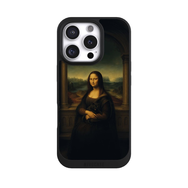 iPhone 16 Pro NIVOpure Mona Lisa by Leonardo da Vinci with black cat with AI