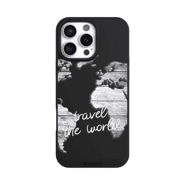 iPhone 16 Pro Max NIVOpure Carte du Monde Bois sans Fond