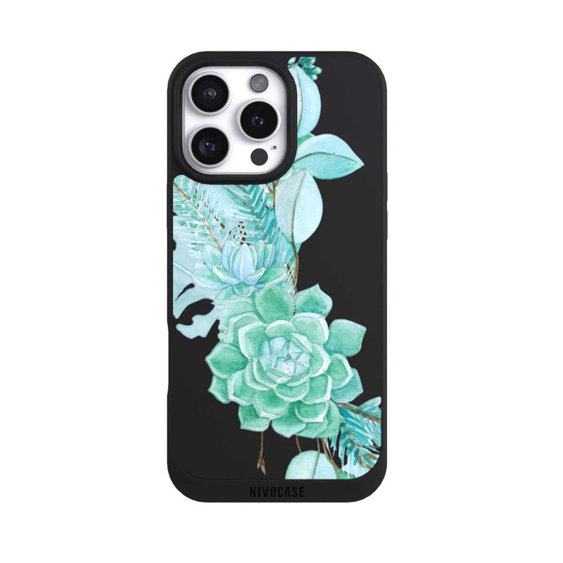 iPhone 16 Pro Max NIVOpure Sukkulenten Blumen Mintgrün Transparent
