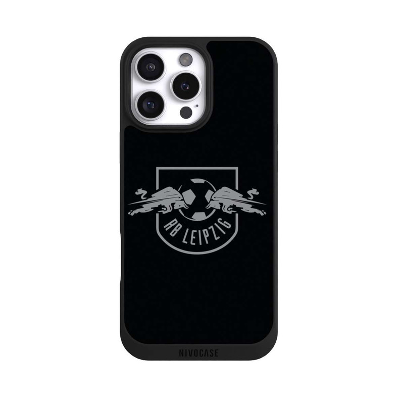 iPhone 16 Pro Max NIVOpure Graues RB Leipzig Logo auf Schwarz