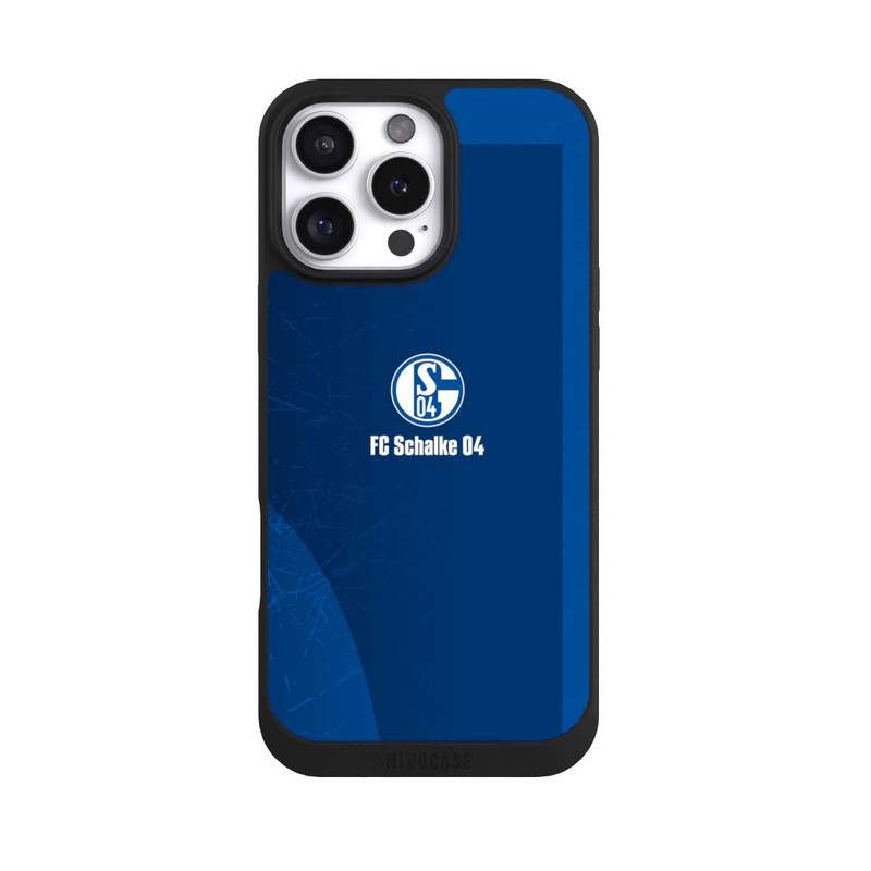iPhone 16 Pro Max NIVOpure Schalke 04 Blauer Hintergrund Mit Logo
