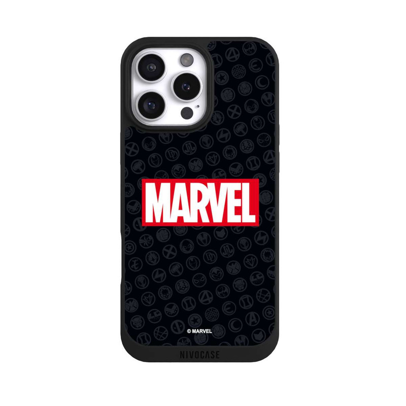 iPhone 16 Pro Max NIVOpure Marvel Logo Noir Rouge