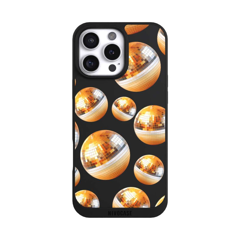 iPhone 16 Pro Max NIVOpure Disco Ball Party Gold Orange Transparent with AI