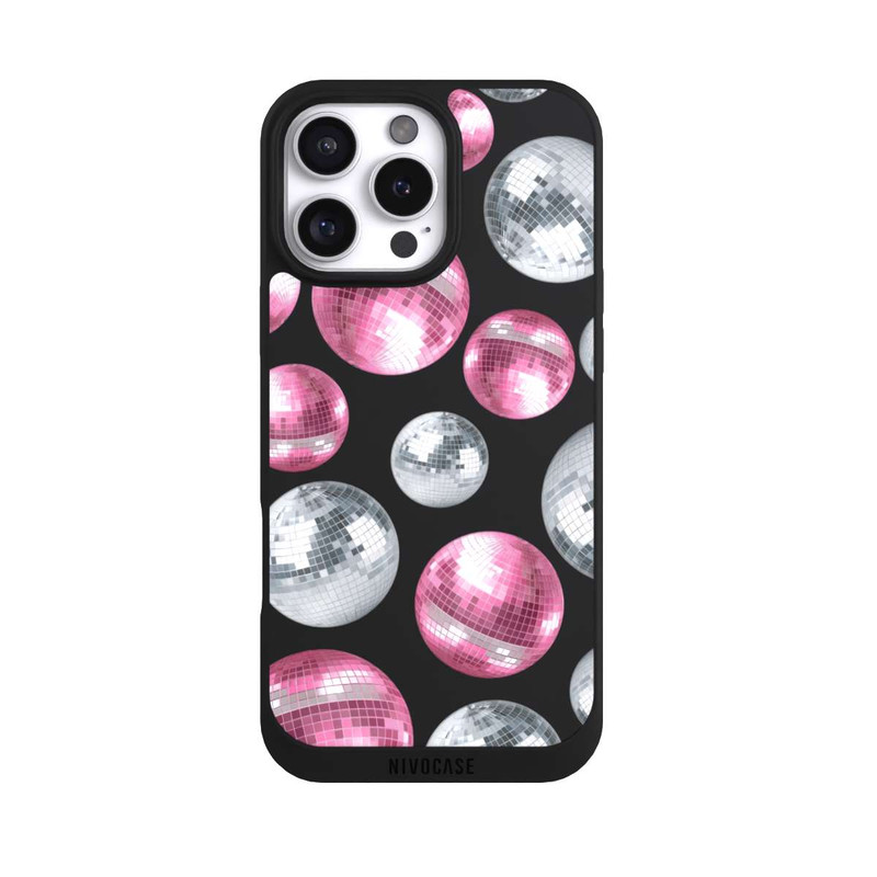 iPhone 16 Pro Max NIVOpure Discokugel Show Pink Transparent