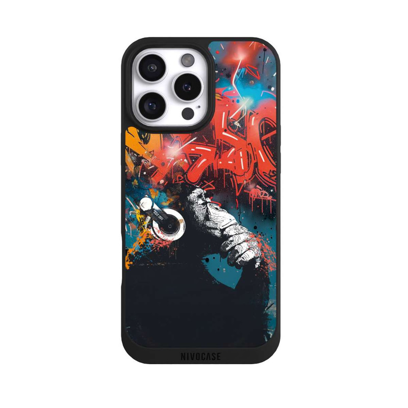 iPhone 16 Pro Max NIVOpure Affe Stereo Kopfhörer Graffiti Street Art