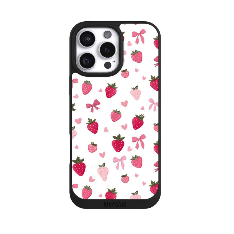 iPhone 16 Pro Max NIVOpure Strawberry Ribbon Pattern Pink