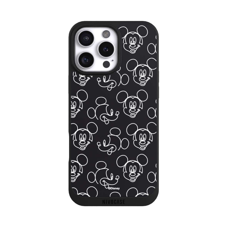 iPhone 16 Pro Max NIVOpure Disney Mickey Faces Black Line Art Pattern