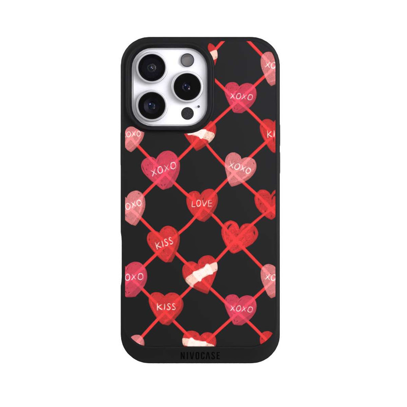 iPhone 16 Pro Max NIVOpure Herz Muster XOXO Rot