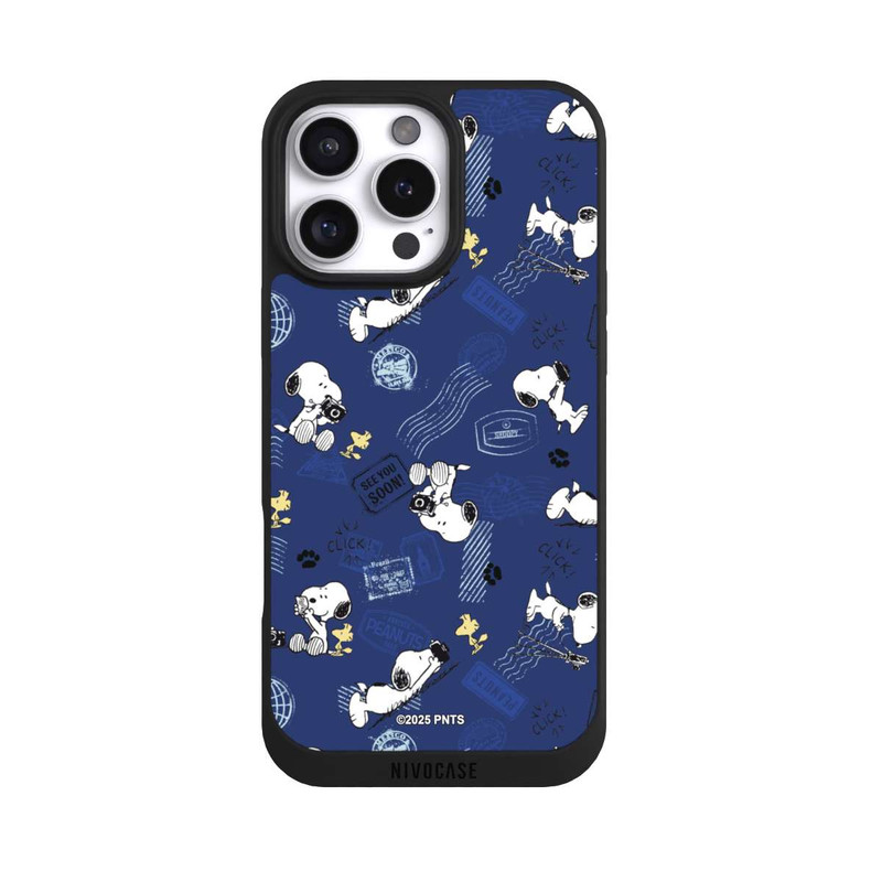 iPhone 16 Pro Max NIVOpure Peanuts Travel Stamps Pattern Blue