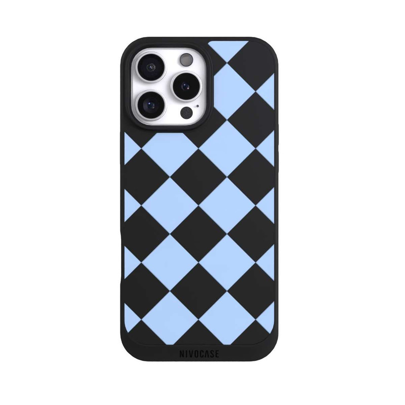 iPhone 16 Pro Max NIVOpure Checked Pattern Light Blue without Background