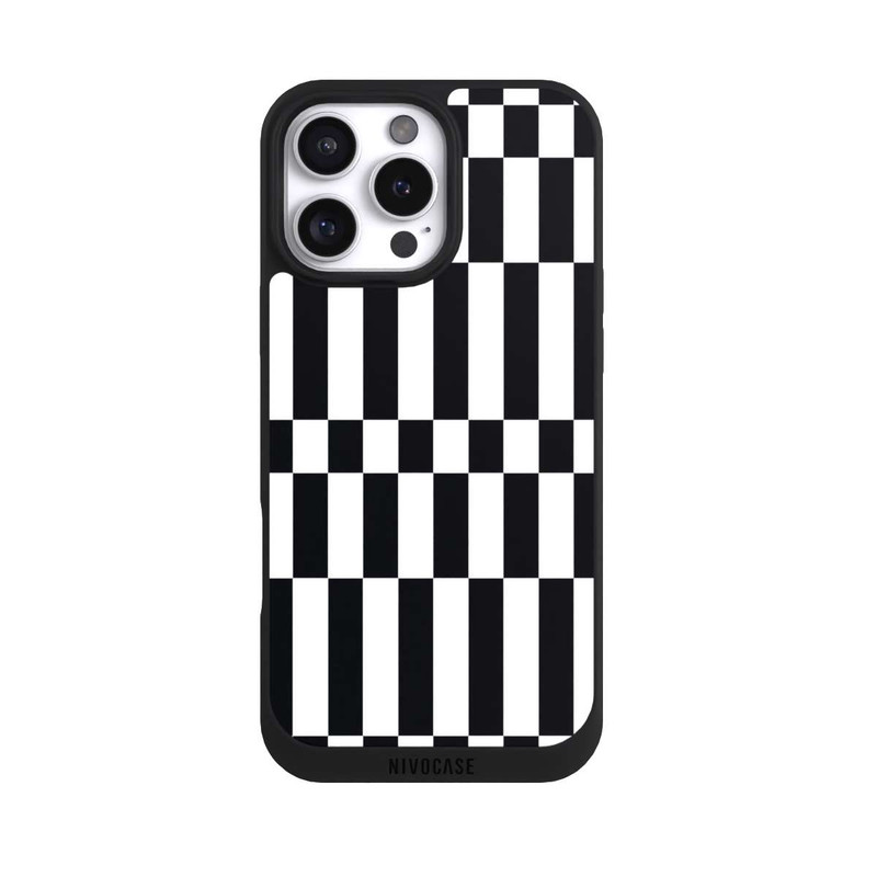 iPhone 16 Pro Max NIVOpure Checked Abstract Bold Black and White Color Block