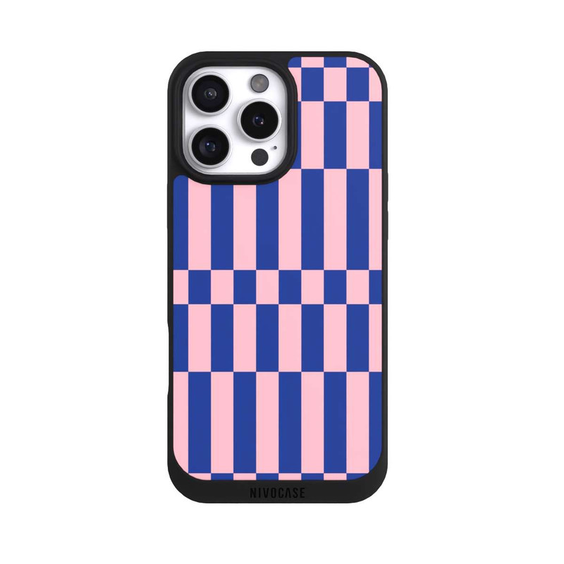 iPhone 16 Pro Max NIVOpure Checked Abstract Bold Electric Blue and Pink Color Block