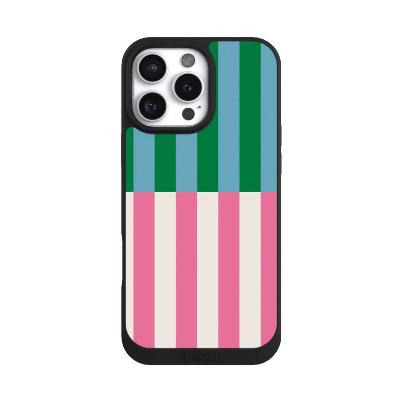iPhone 16 Pro Max NIVOpure Motif Rayé Vert Rose