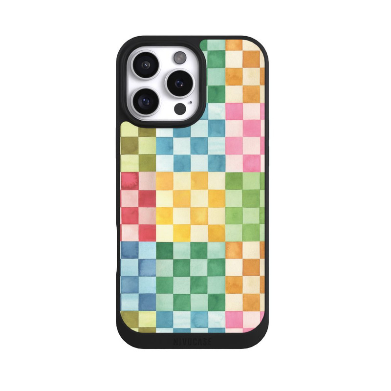 iPhone 16 Pro Max NIVOpure Checkerboard Watercolor Chess Geometric Red