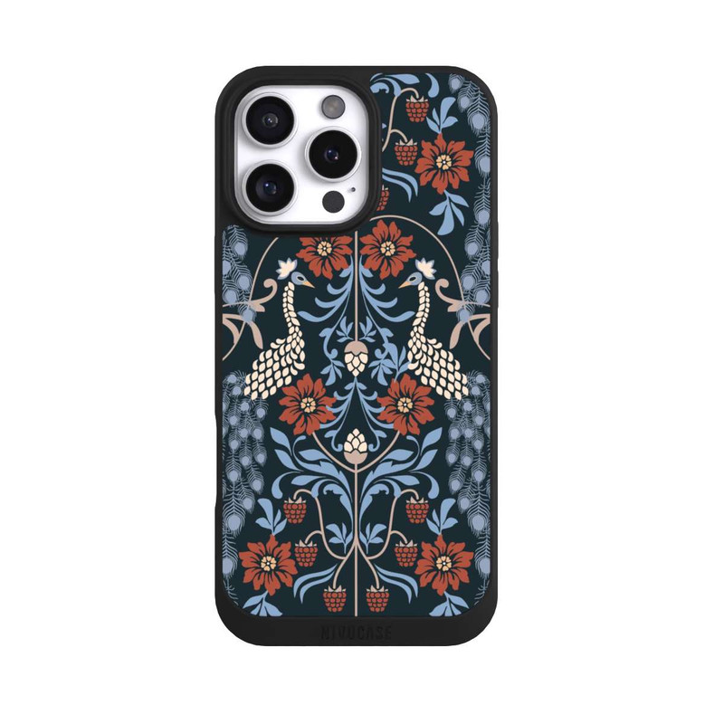 iPhone 16 Pro Max NIVOpure Vintage Peacock Garden Arts and Crafts Floral Dark