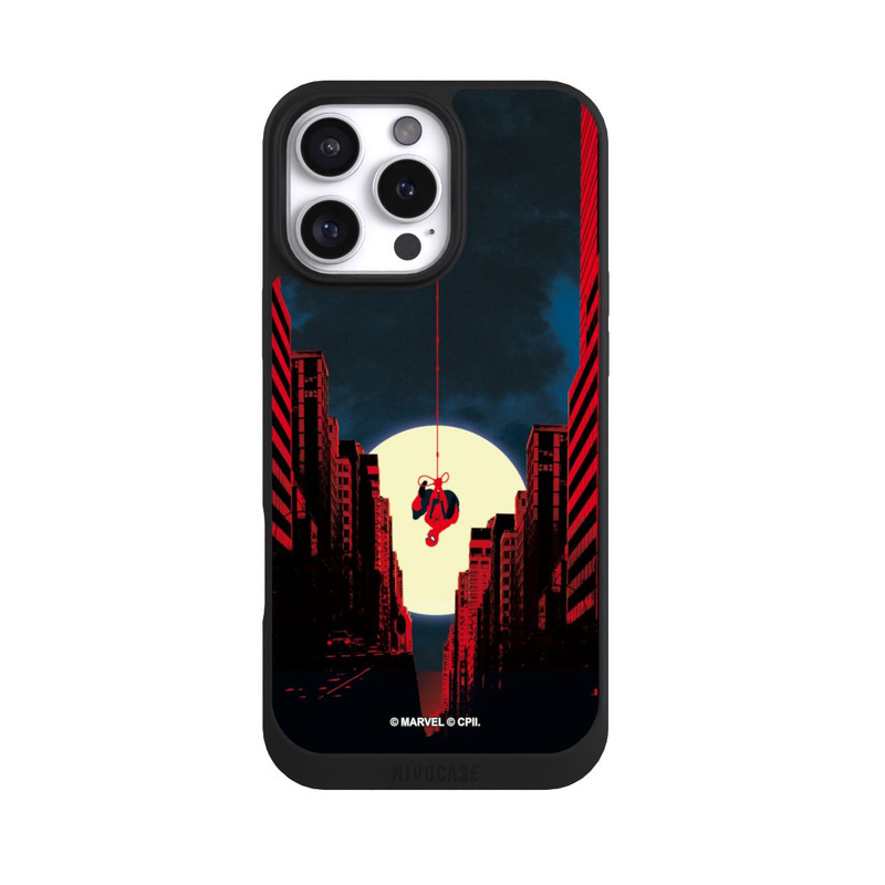 iPhone 16 Pro Max NIVOpure Spider-Man Marvel between Skyscrapers