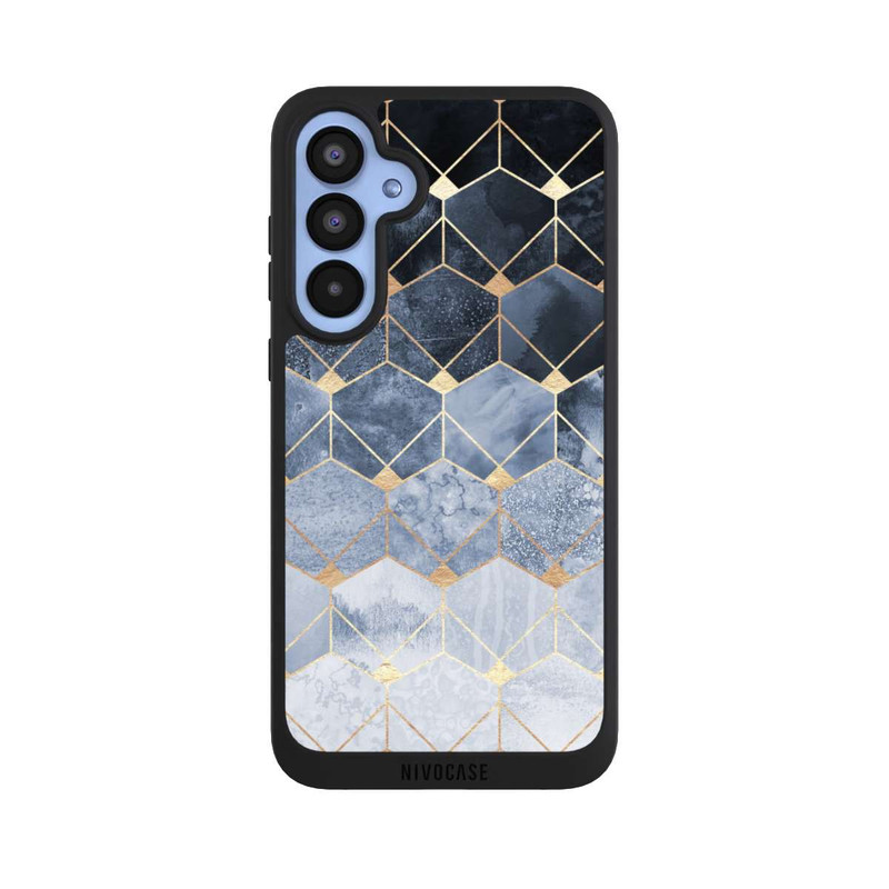 Galaxy A55 5G NIVOpure Impression Or Hexagones Bleus Et Diamants
