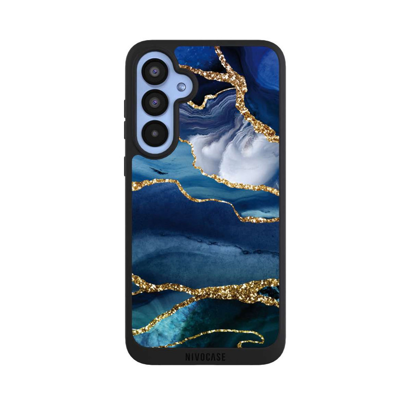 Galaxy A55 5G NIVOpure  Blauer Marmor Gold Glitzer Look