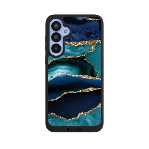 Samsung Galaxy A55 5G NIVOpure Dark and Light Blue Marble Gold Glitter Look