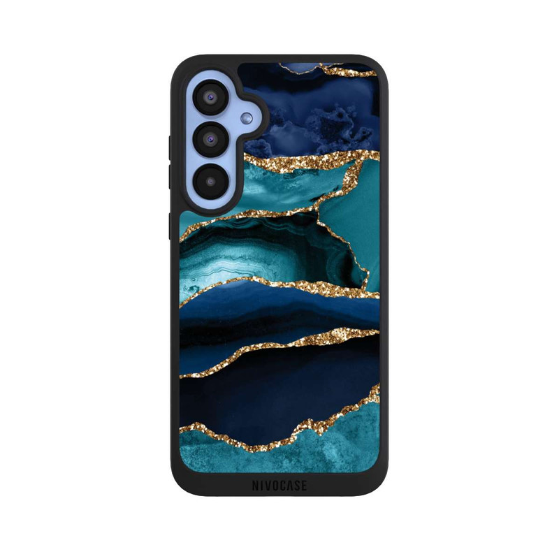 Galaxy A55 5G NIVOpure Dark and Light Blue Marble Gold Glitter Look